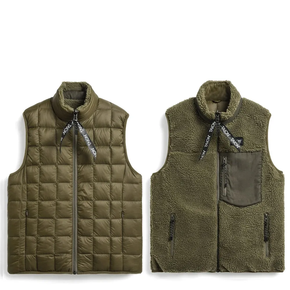 Taion Down Boa Reversible Vest Olive / Dark Olive